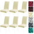 thumbnail image 1 of PiccoCasa 6 Pack Jacquard Stretch Armless Chair Covers for Dining Room Removable Seat Furniture Cover Beige, 1 of 7