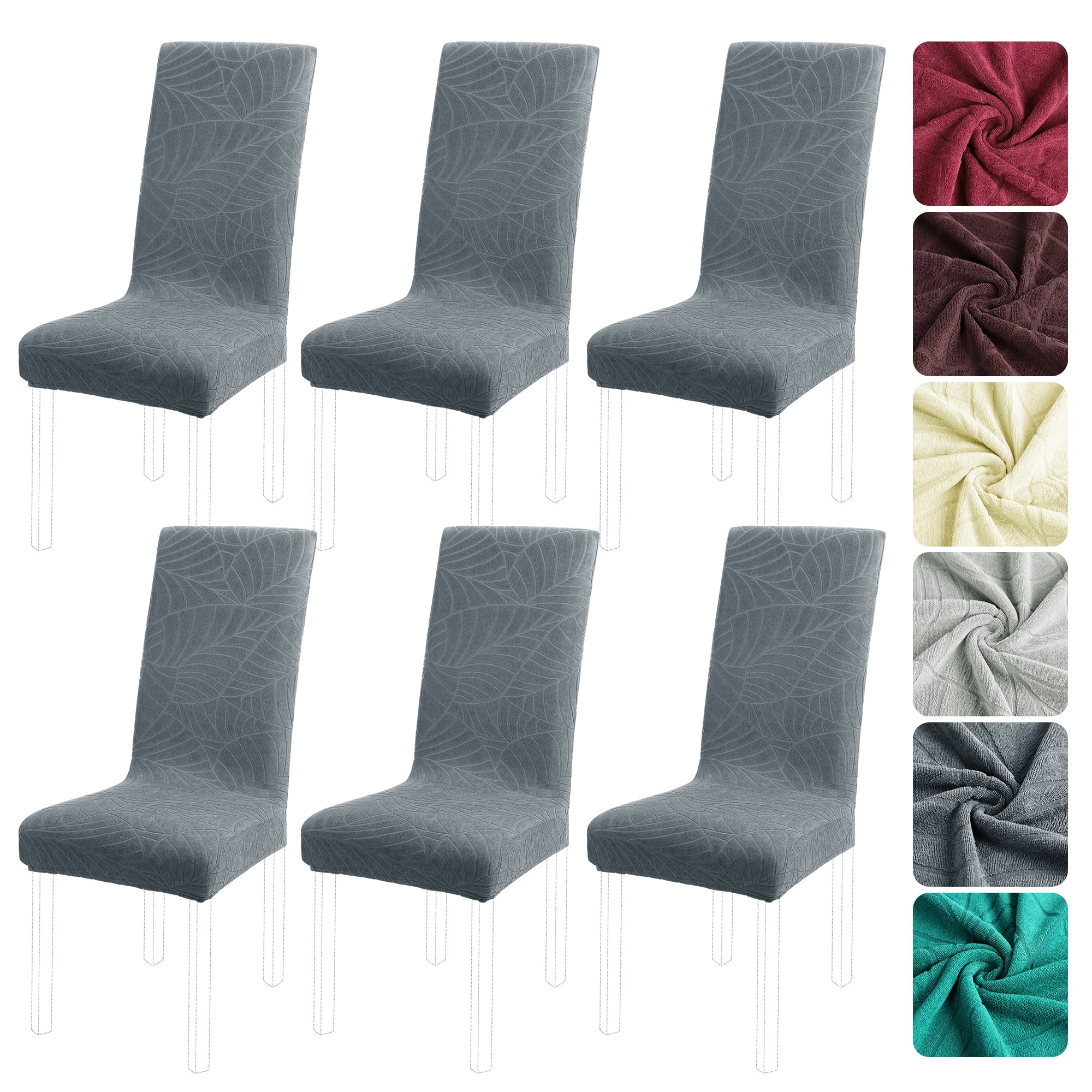 PiccoCasa 6 Pack Stretchy Polyester Jacquard Armless Chair Slipcovers