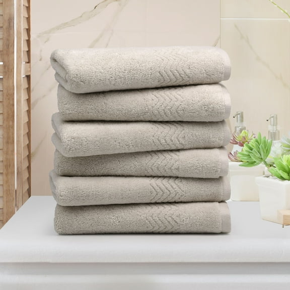 PiccoCasa 6 Pack Soft Hand Towels Cotton 13 x 29" for Bathroom Camel Color