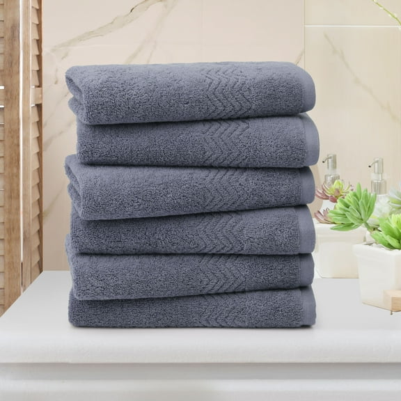 PiccoCasa 6 Pack Soft Hand Towels Cotton 13 x 29" for Bathroom Dark Blue