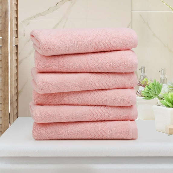 PiccoCasa 6 Pack Soft Hand Towels Cotton 13 x 29" for Bathroom Pink