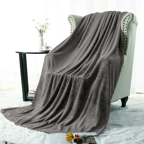 PiccoCasa 60"x78" Lightweight Blanket Fuzzy Microplush Fleece Bed Blanket, Grey