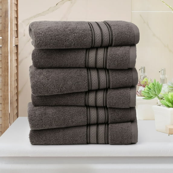 PiccoCasa 6PCS Cotton Soft Hand Towels Set for Bathroom 13" x 29" Coffee Color