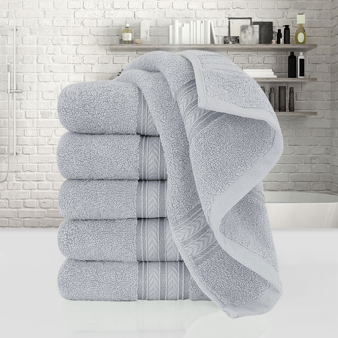 PiccoCasa 6PCS Cotton Soft Hand Towels Set for Bathroom 13" x 29" Gray