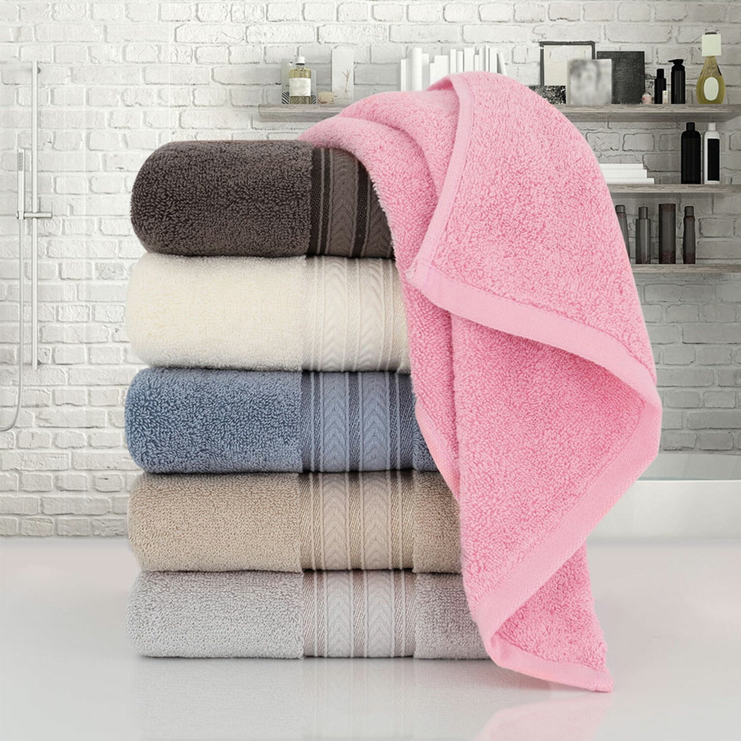 PiccoCasa 6PCS Cotton Soft Hand Towels Set for Bathroom 13 x 29 Mixed  Color