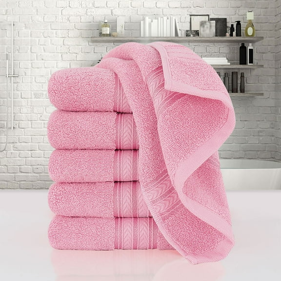PiccoCasa 6PCS Cotton Soft Hand Towels Set for Bathroom 13" x 29" Pink