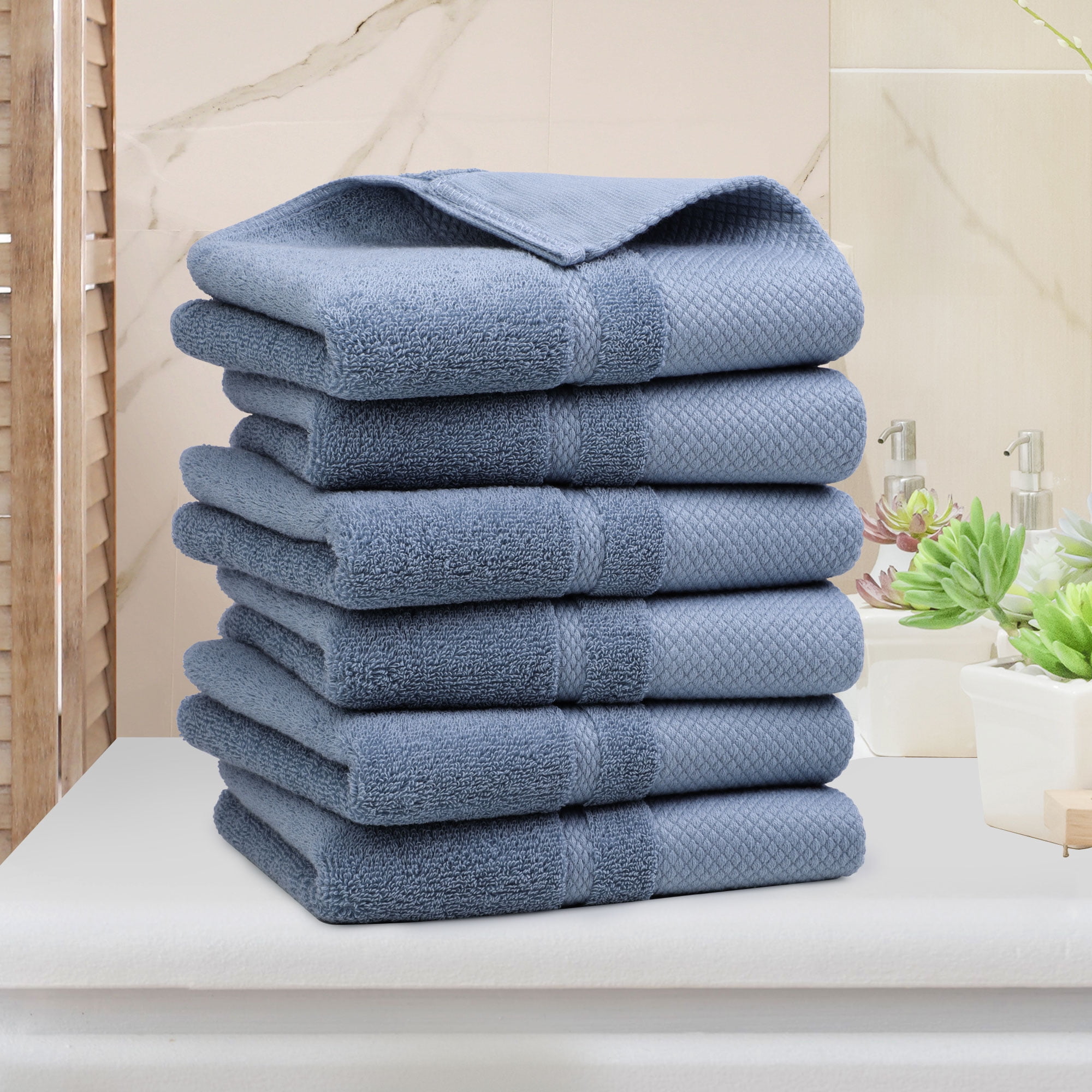 PiccoCasa 6Pcs Bathroom Hand Towel Set, 100% Cotton, 14"x30", Soft ...