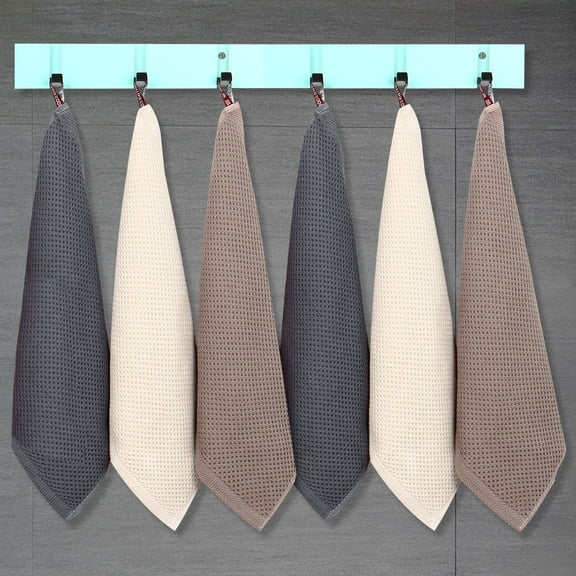 PiccoCasa 6Pcs Cotton Waffle Weave Kitchen Towels Set 12.6"x 12.6" Mixed Color