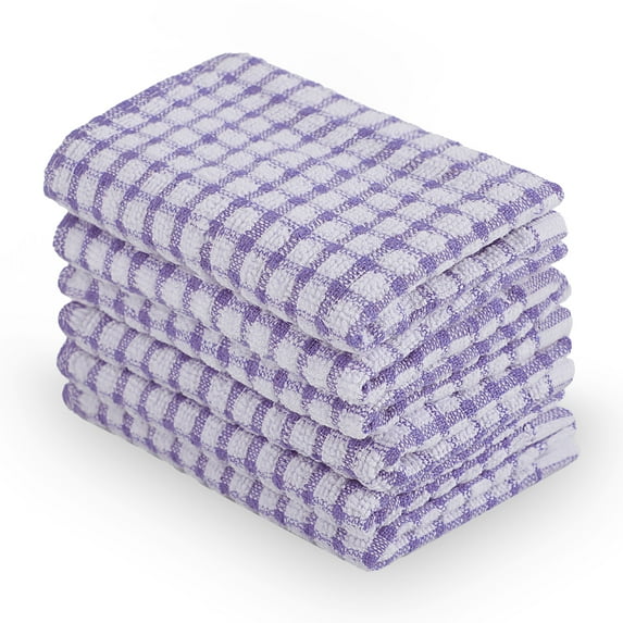 PiccoCasa 6Pcs Terry Cotton Dish Towels Kitchen Towels for Home Cleaning, 15"x10.5", Purple