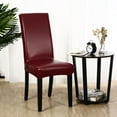 thumbnail image 1 of PiccoCasa Artificial PU Leather Dining Chair Seat Cover Solid Chair Slipcover, Burgundy, 1 of 6