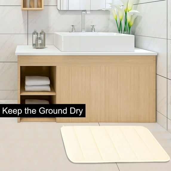 PiccoCasa Bath Mat Memory Foam Bath Rugs for Bathroom, Beige 32" x 20"/80 x 50cm(L*W)