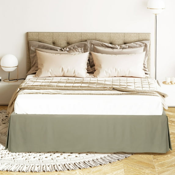 PiccoCasa Bed Skirt Double Brushed Microfiber with Dust Ruffle, King Khaki