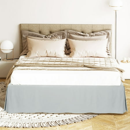 PiccoCasa Bed Skirt Double Brushed Microfiber with Dust Ruffle, King Light Gray
