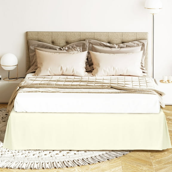 PiccoCasa Bed Skirt Double Brushed Microfiber with Dust Ruffle, King Pearl White