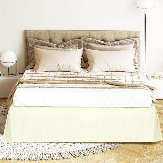 PiccoCasa Bed Skirt Double Brushed Microfiber with Dust Ruffle, King Pearl White