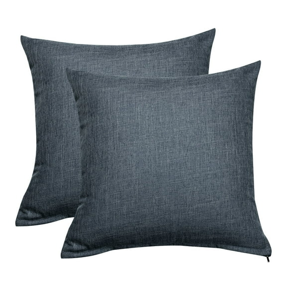 PiccoCasa Blank Cotton Linen Throw Pillow Covers 18"x18" Decor Cushion Covers Set of 2, Dark Blue