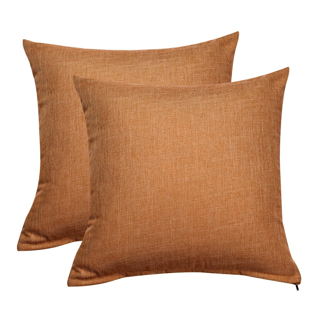 Orange Cotton Linen Euro Throw Pillow Covers Set of 2