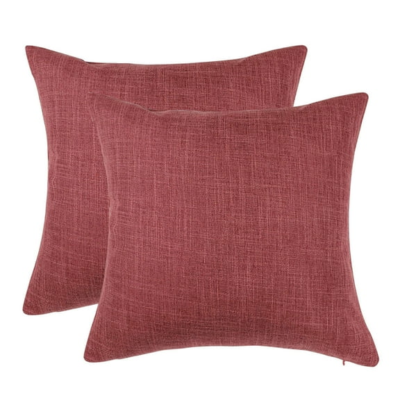 PiccoCasa Blank Cotton Linen Throw Pillow Covers 18"x18" Decor Cushion Covers Set of 2, Red