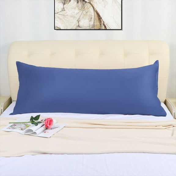 PiccoCasa Body Long Pillowcase Cotton Pillowcase with Zipper Standard Navy Blue