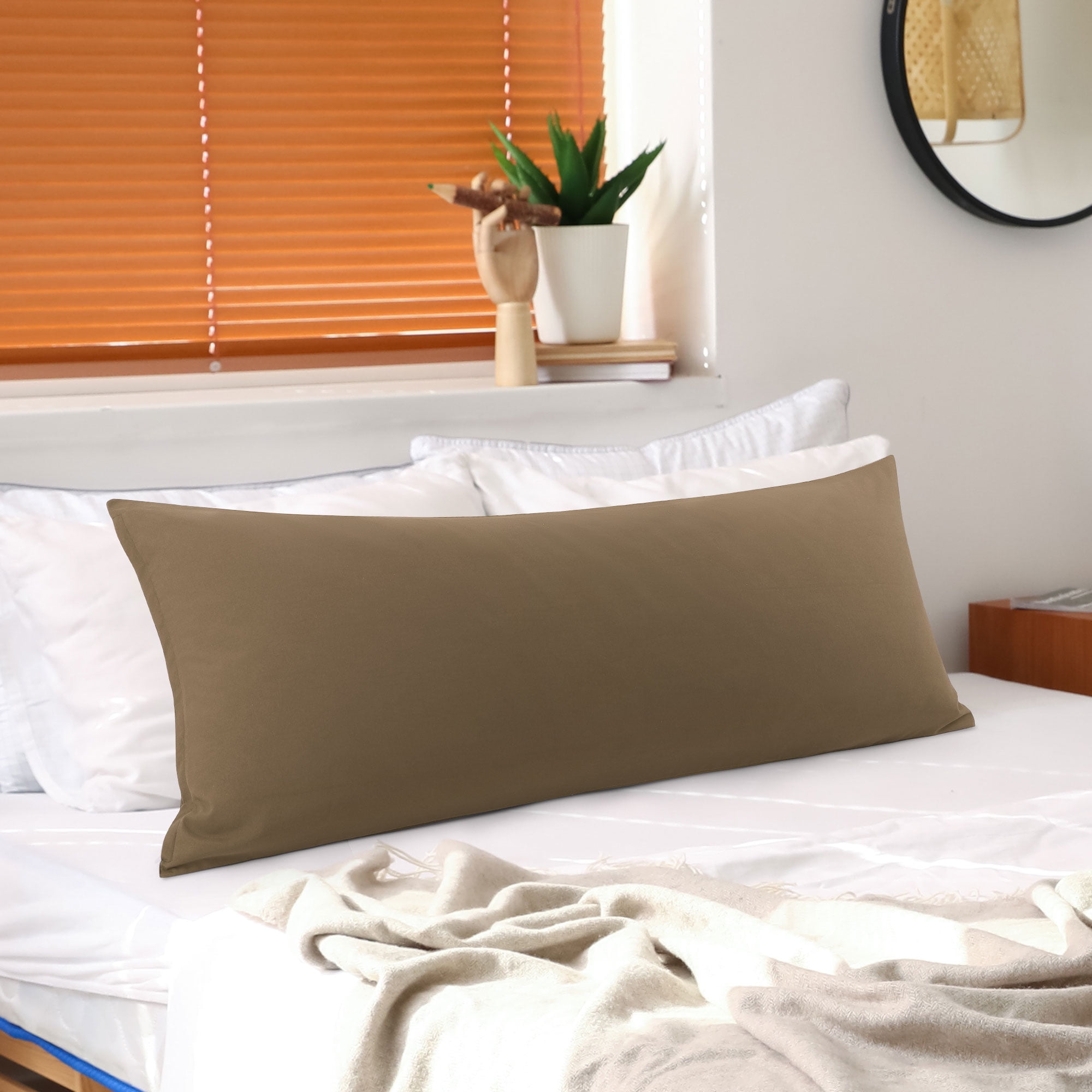 PiccoCasa Body Pillow Cover Brushed Microfiber Pillowcase, Brown 20"x72