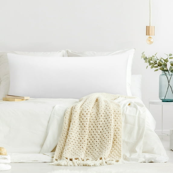 PiccoCasa Body Pillowcase 1Pc, Viscose from Bamboo with Zipper White 20"x54"