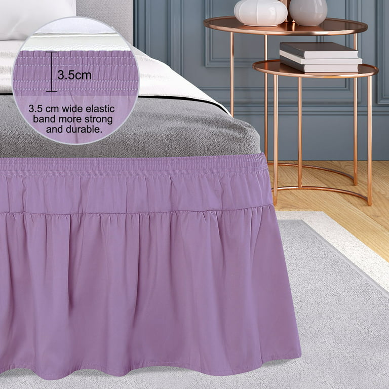 PiccoCasa Brushed Elastic Wrap Around Bed SkirtDust Ruffles 16 Inch Drop  Twin Light Purple 