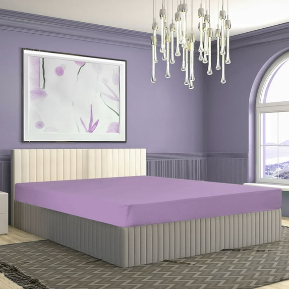 PiccoCasa Brushed Microfiber Fitted Sheet Mattress Protector Solid Bed Cover Purple Queen
