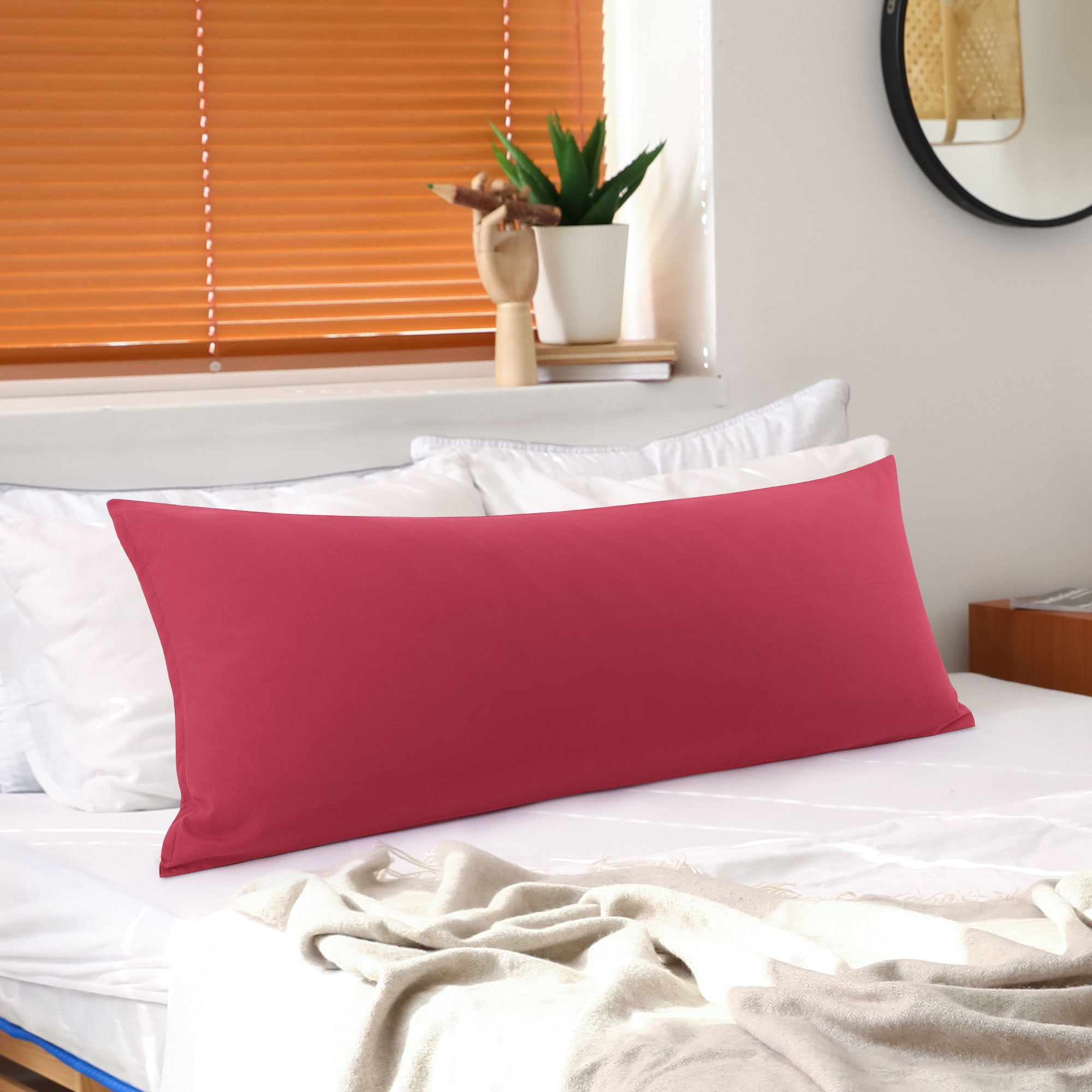 Piccocasa Brushed Microfiber Pillowcase Body Pillow Pillowcase, Standard Burgundy, image size:2000x2000