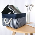 thumbnail image 1 of PiccoCasa Canvas Foldable Cube Containers Striped Storage Baskets with Rope Handles, Navy Blue Medium, 1 of 6