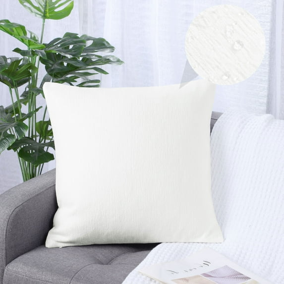 PiccoCasa Chenille Throw Pillow Covers, Soft Decorative Cushion Covers Water Repellent Couch Pillowcase White 20"x20"