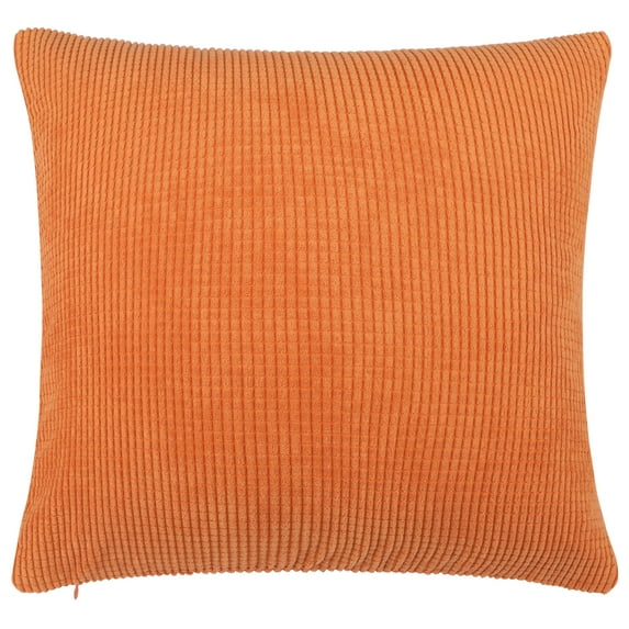 PiccoCasa Corduroy Modern Solid Square Corn Striped Throw Pillow Cover, Orange, 26"x26", 4 Pack