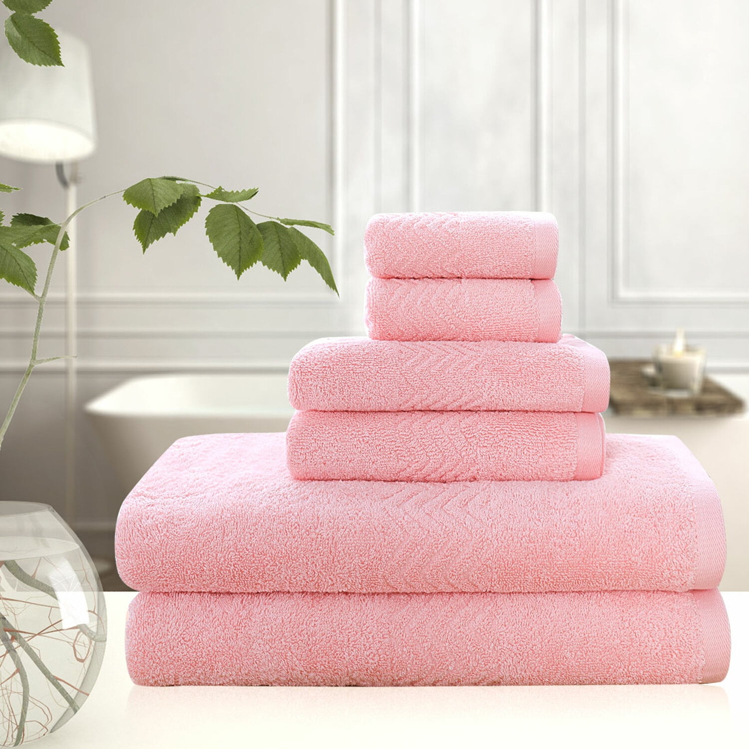 PiccoCasa Cotton Bath Towel Set, 6 Piece, Soft, Absorbent, Breathable ...