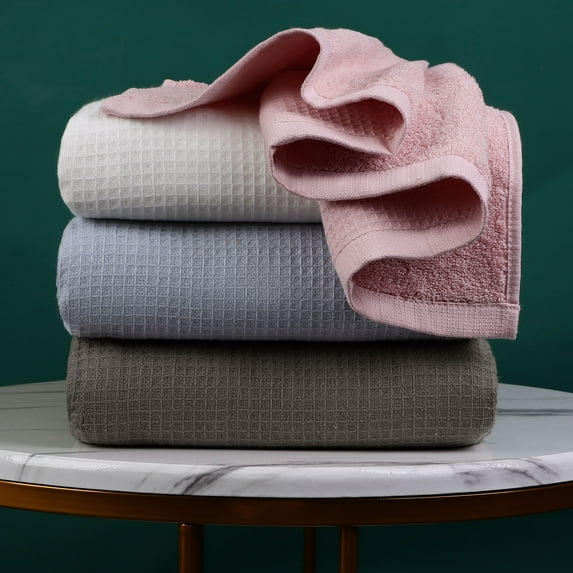 PiccoCasa Cotton Bath Towels 4Pcs 27"x54" Absorbent Waffle Weave Mixed Color