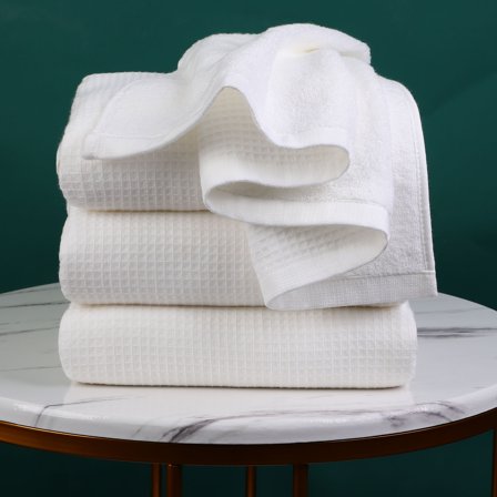 PiccoCasa Cotton Bath Towels 4Pcs 27"x54" Absorbent Waffle Weave White