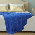 thumbnail image 1 of PiccoCasa Cotton Blanket Decorative Cable Knitted Throw Knit Blankets, 70"x78" Azure, 1 of 7