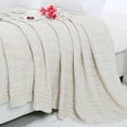 thumbnail image 1 of PiccoCasa Cotton Cable Knit Bed Blanket for Bedding Beige 70 x 78 inch, 1 of 6