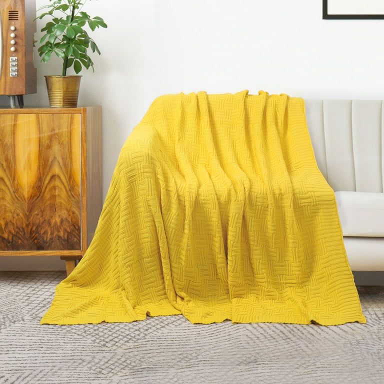 PiccoCasa Cotton Cable Knit Blanket Extra Soft Throw Blanket for
