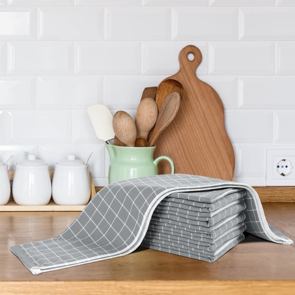 PiccoCasa Cotton Kitchen Tea Clean Towel Set Classic, 13x29in, Gray, 6PCS