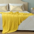 thumbnail image 1 of PiccoCasa Cotton Knitt Throw Blanket Decorative Cable Knitted Blanket for Couch, Chair, Yellow 60" x 78", 1 of 8