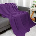 thumbnail image 1 of PiccoCasa Cotton Knitted Throw Blanket for Bed or Sofa, Grape, 1 of 8