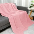 thumbnail image 1 of PiccoCasa Cotton Knitted Throw Blanket for Bed or Sofa, Light Pink, 1 of 8