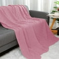 thumbnail image 1 of PiccoCasa Cotton Knitted Throw Blanket for Bed or Sofa, Pink, 1 of 8