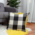 thumbnail image 1 of PiccoCasa Cotton Linen Throw Pillowcase 22"x22" Plaid Sofa Cushion Cover, Black , White, 1 of 8
