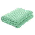 thumbnail image 1 of PiccoCasa Cotton Throw Blanket Cable Knit Decorative Blanket, Light Green 60"x78", 1 of 7