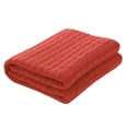 thumbnail image 1 of PiccoCasa Cotton Throw Blanket Cable Knit Decorative Blanket, Orange Red 60"x78", 1 of 6