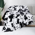 thumbnail image 1 of PiccoCasa Cow Printed Soft 300GSM Flannel Throw Blanket Sofa Bed Black 59" x 79", 1 of 7