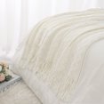 thumbnail image 1 of PiccoCasa Decorative Knitted Throw Blanket with Fringe for Couch Bed Sofa, 60"x50"  Cream White, 1 of 6