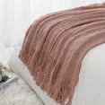 thumbnail image 1 of PiccoCasa Decorative Knitted Throw Blanket with Fringe for Couch Bed Sofa, 60"x50"  Pink, 1 of 6