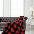 thumbnail image 1 of PiccoCasa Decorative Throw Blanket Plaid Blanket for Sofa, 50"x60", Red and Black, 1 of 6