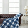 thumbnail image 1 of PiccoCasa Decorative Throw Blanket Plaid Blanket for Sofa, 60"x78", Blue and White, 1 of 6